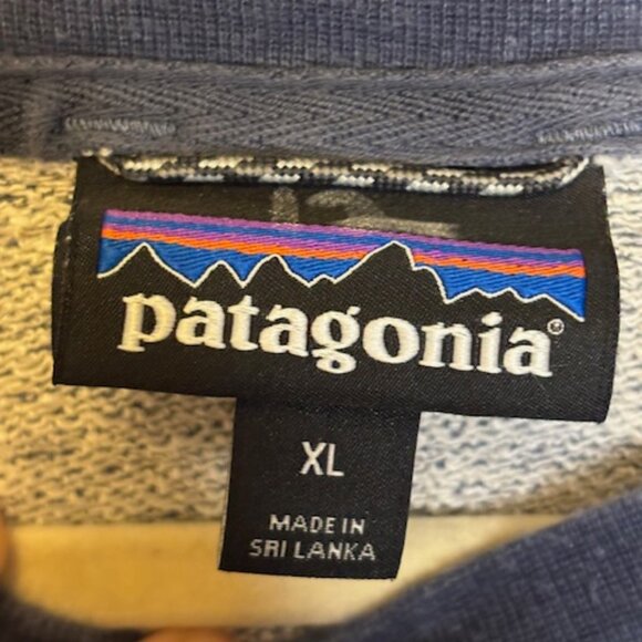 Patagonia Sweatshirt Men's Size XL Crewneck Blue White Stripes - Picture 3 of 4